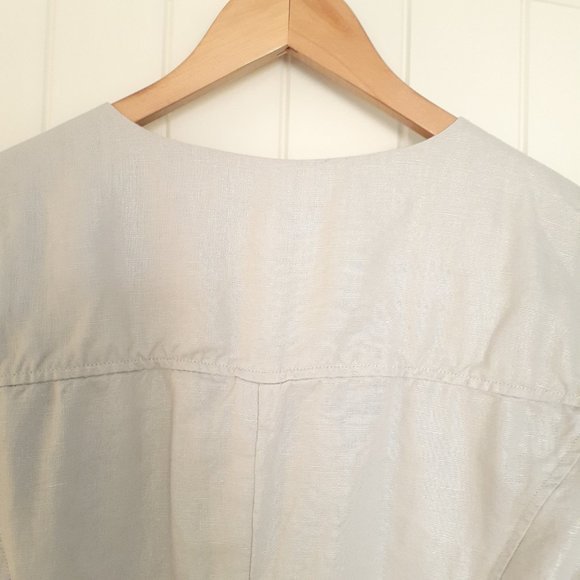 Chico's Foiled Linen Shine Jacket Collarless Full ZipSilver Size 1/Size M - Picture 8 of 12